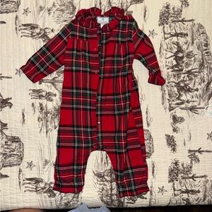 Petite Plume Baby's Brushed Twill Madeline Romper in Imperial Tartan